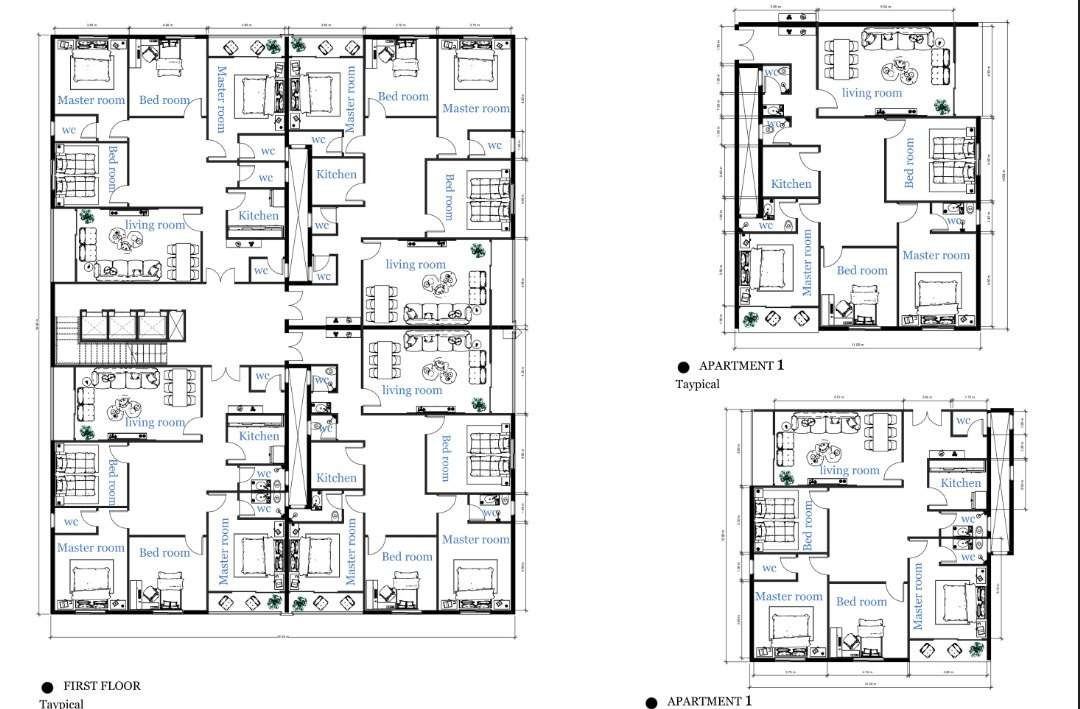 Taleex Apartment, typical floor layout across the building